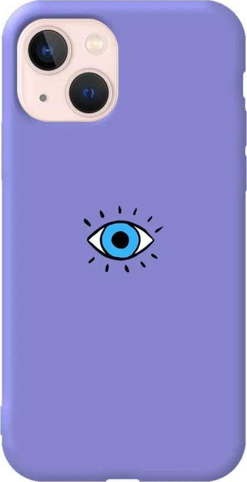 İphone 14 Lila Renkli Silikon Telefon Kılıfı - One Eye