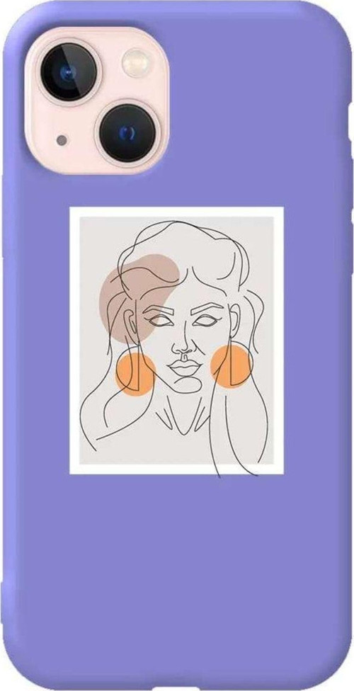 İphone 14 Lila Renkli Silikon Telefon Kılıfı - Orange Earrings
