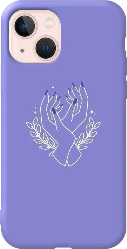 İphone 14 Lila Renkli Silikon Telefon Kılıfı - Eller 2