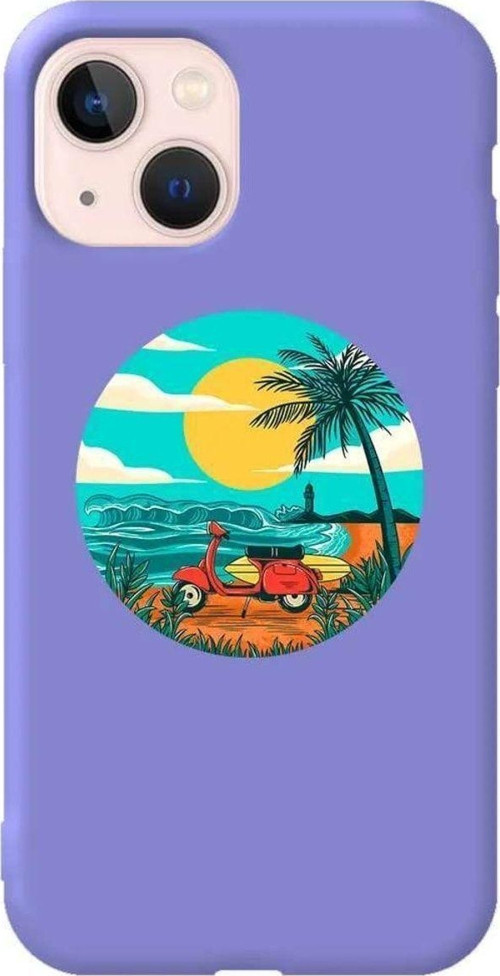 İphone 14 Lila Renkli Silikon Telefon Kılıfı - Simple Life