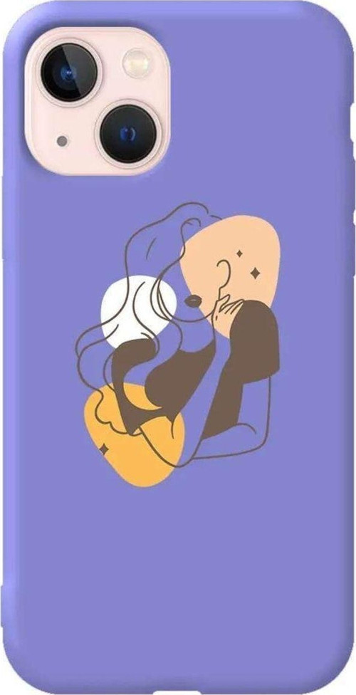 İphone 14 Lila Renkli Silikon Telefon Kılıfı - Sophia