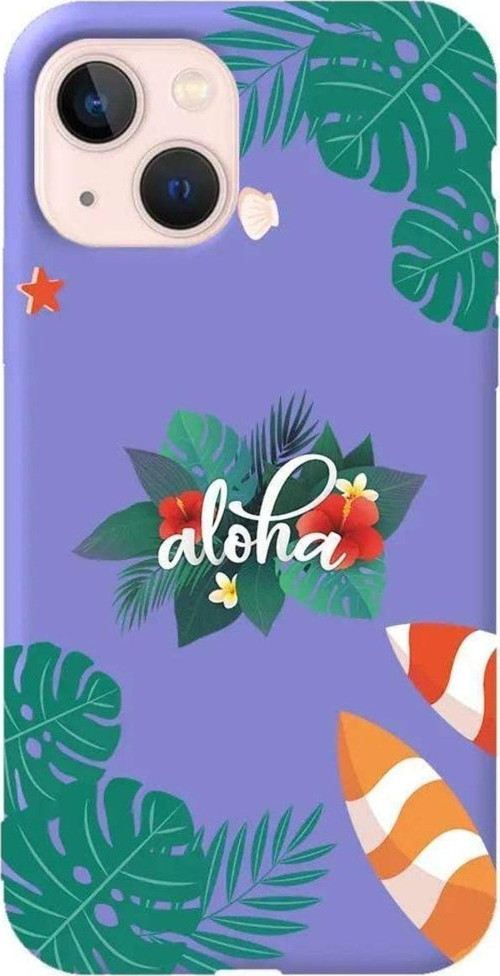 İphone 14 Lila Renkli Silikon Telefon Kılıfı - Summer