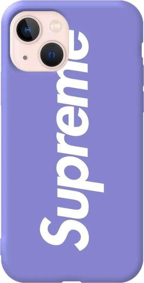 İphone 14 Lila Renkli Silikon Telefon Kılıfı - Supreme