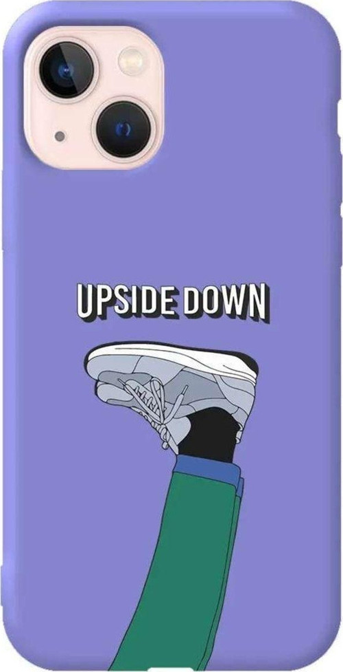 İphone 14 Lila Renkli Silikon Telefon Kılıfı - Upside Down