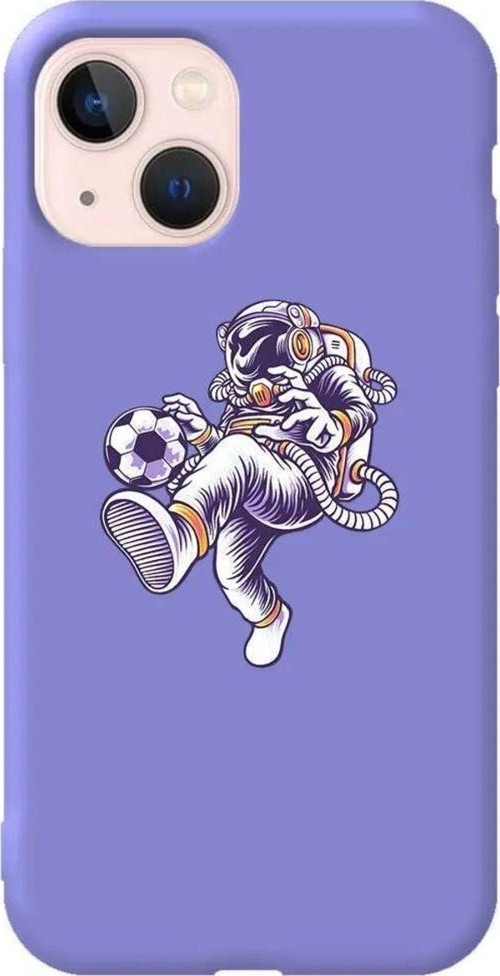 İphone 14 Lila Renkli Silikon Telefon Kılıfı - Uzayda Rovasata