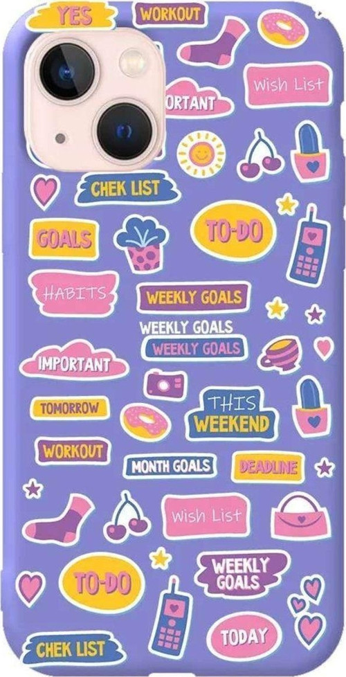 İphone 14 Lila Renkli Silikon Telefon Kılıfı - Weekly Goals