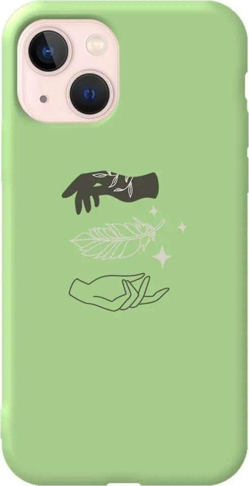 İphone 14 Plus Açik Yesil Renkli Silikon Telefon Kılıfı - Hands Night