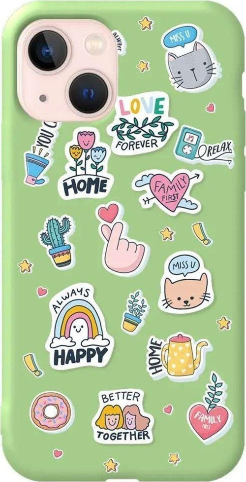 İphone 14 Plus Açik Yesil Renkli Silikon Telefon Kılıfı - Always Happy