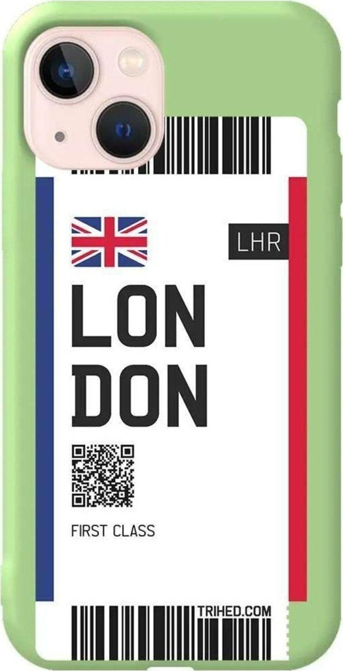 İphone 14 Plus Açik Yesil Renkli Silikon Telefon Kılıfı - London Bileti