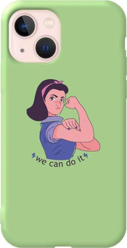 İphone 14 Plus Açik Yesil Renkli Silikon Telefon Kılıfı - We Can Do It! 3