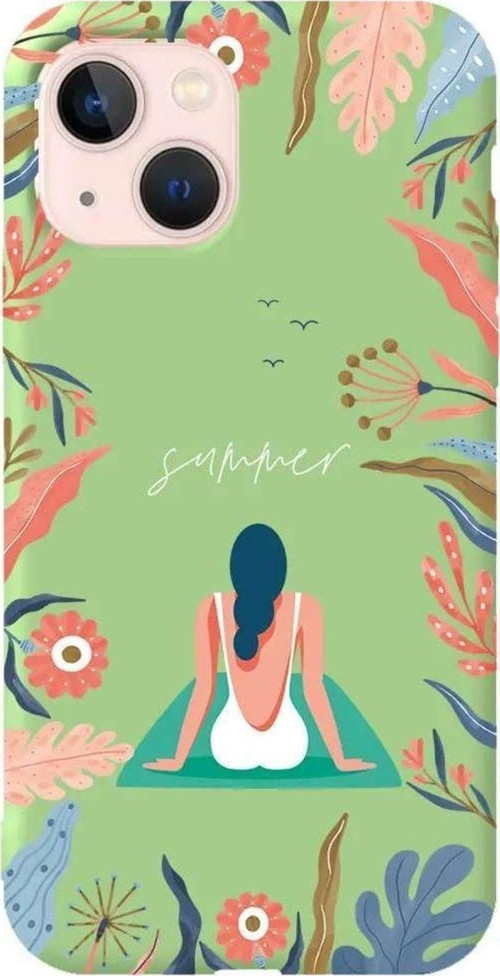 İphone 14 Plus Açik Yesil Renkli Silikon Telefon Kılıfı - Summer Vacation