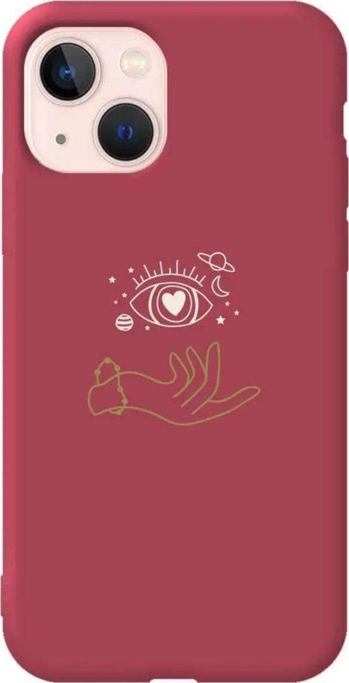 İphone 14 Plus Bordo Renkli Silikon Telefon Kılıfı - Hand Soul