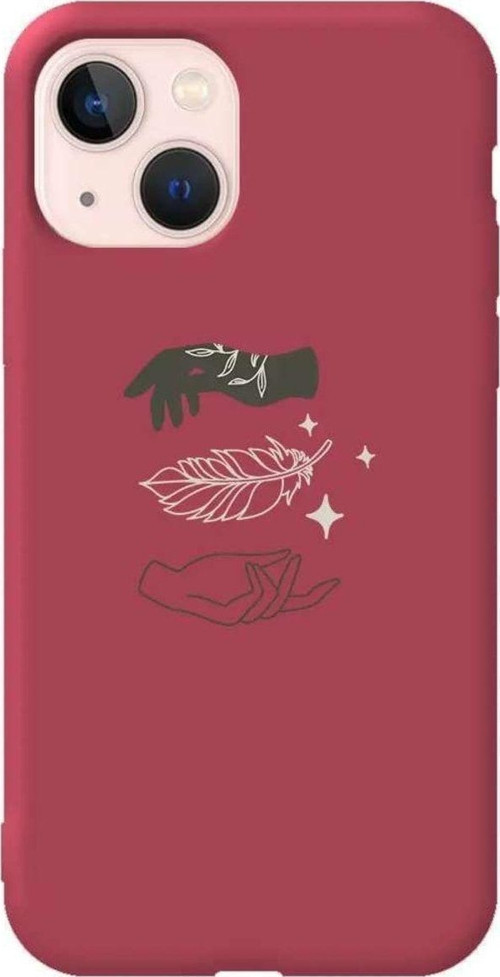 İphone 14 Plus Bordo Renkli Silikon Telefon Kılıfı - Hands Night