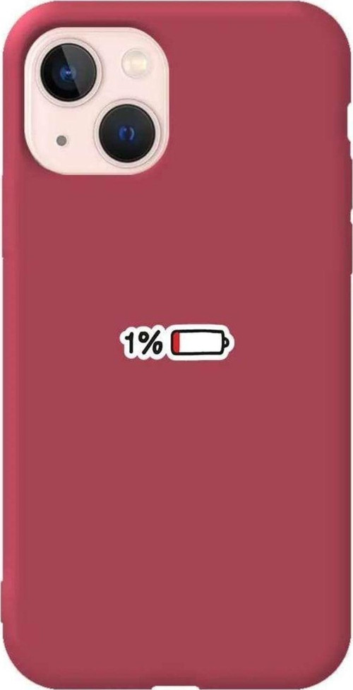 İphone 14 Plus Bordo Renkli Silikon Telefon Kılıfı - Low Charge