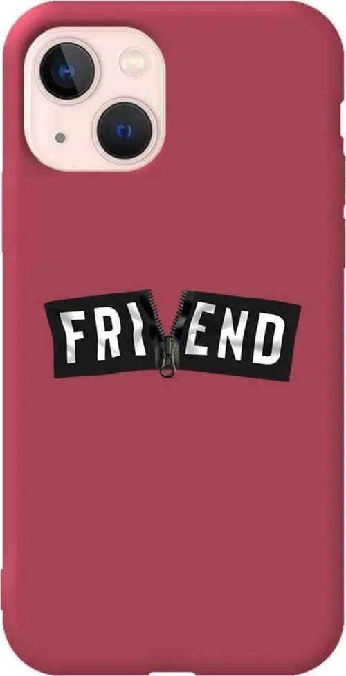 İphone 14 Plus Bordo Renkli Silikon Telefon Kılıfı - Friend