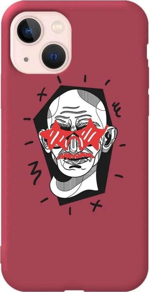 İphone 14 Plus Bordo Renkli Silikon Telefon Kılıfı - Gandhi
