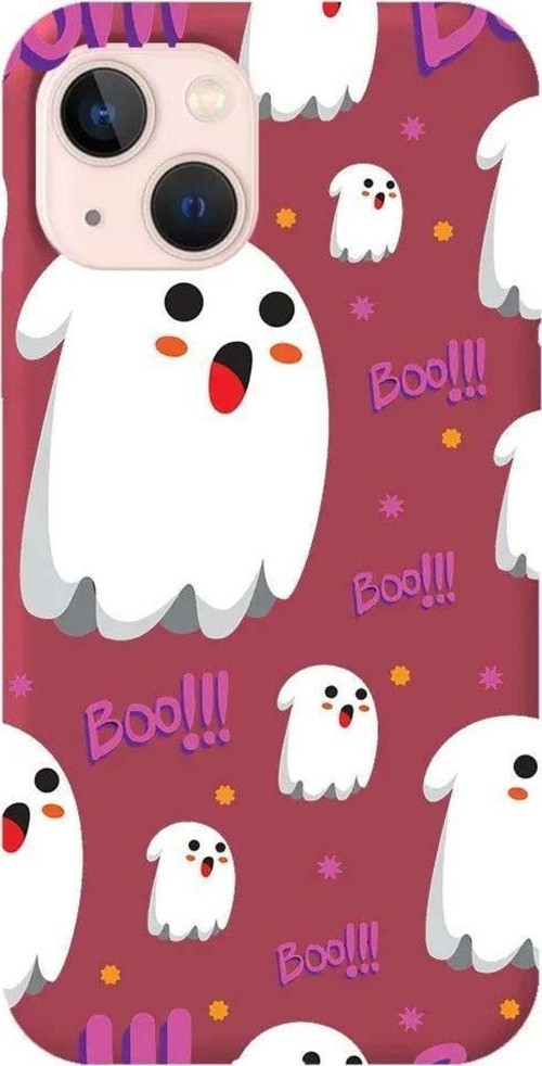 İphone 14 Plus Bordo Renkli Silikon Telefon Kılıfı - Ghost Boo!