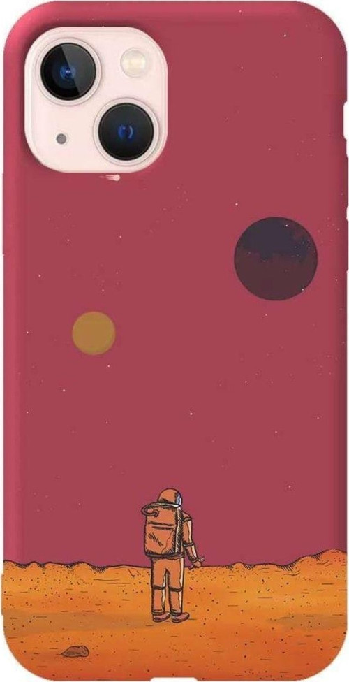 İphone 14 Plus Bordo Renkli Silikon Telefon Kılıfı - Mars
