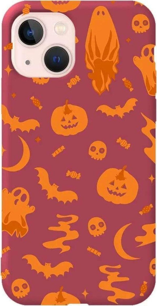 İphone 14 Plus Bordo Renkli Silikon Telefon Kılıfı - Spooky Orange