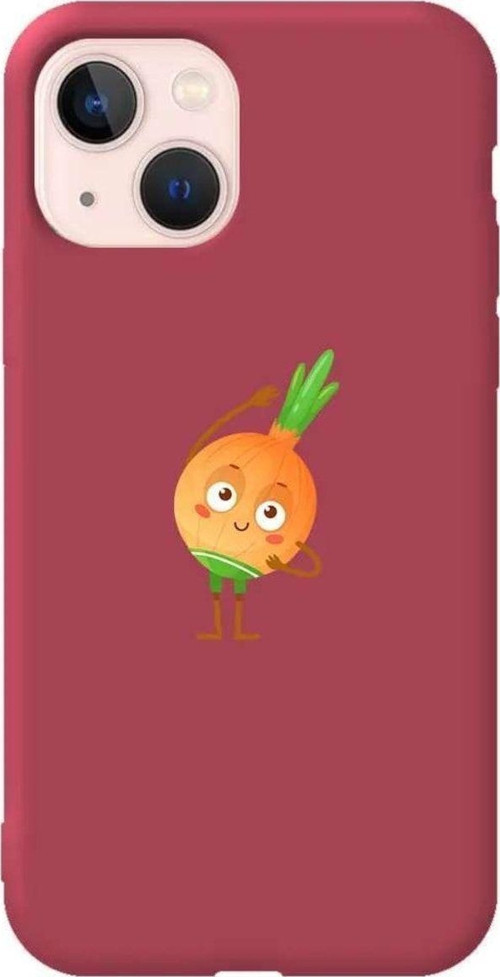 İphone 14 Plus Bordo Renkli Silikon Telefon Kılıfı - Warming Onion