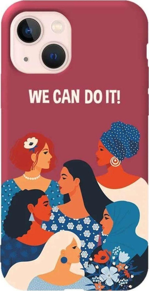 İphone 14 Plus Bordo Renkli Silikon Telefon Kılıfı - We Can Do It! 2