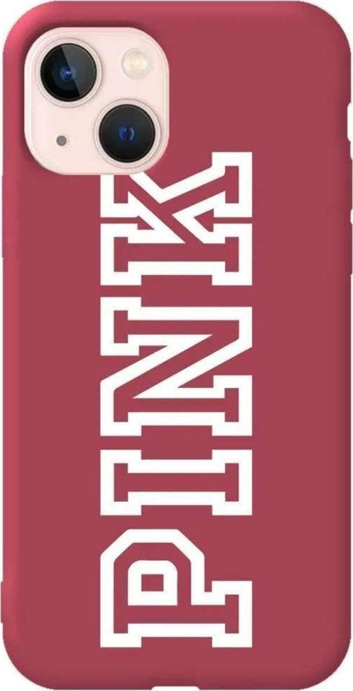 İphone 14 Plus Bordo Renkli Silikon Telefon Kılıfı - Pink Dikey