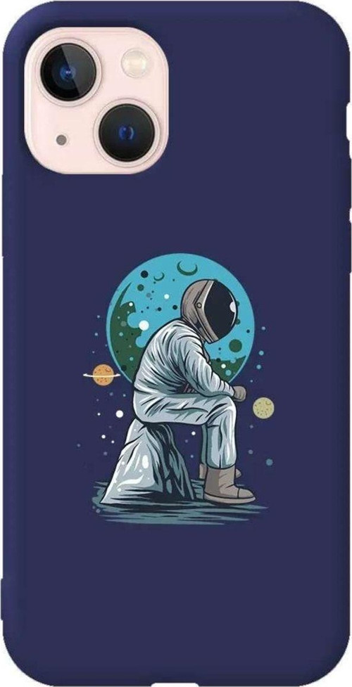 İphone 14 Plus Lacivert Renkli Silikon Telefon Kılıfı - Forever Alone