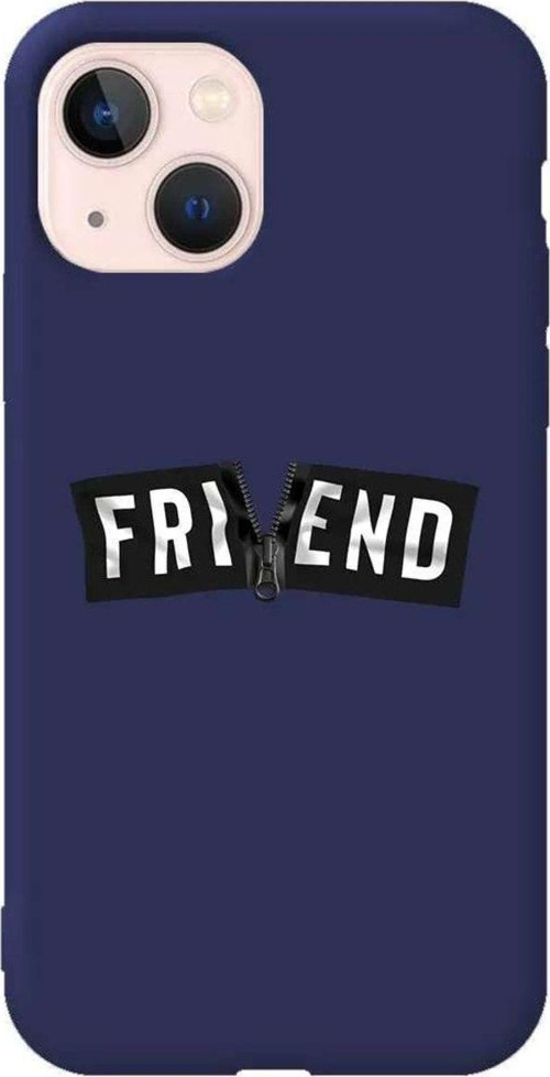 İphone 14 Plus Lacivert Renkli Silikon Telefon Kılıfı - Friend