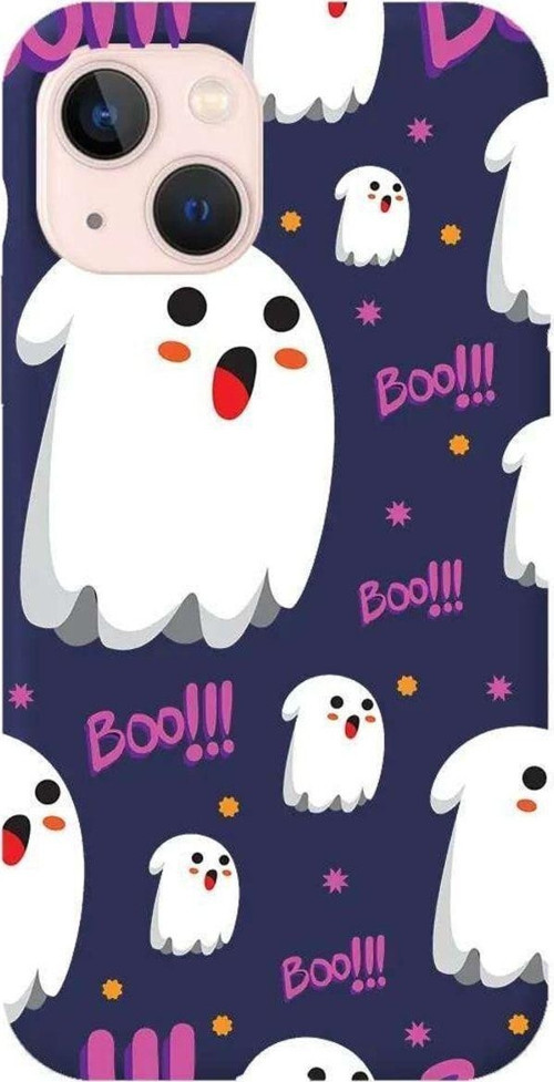 İphone 14 Plus Lacivert Renkli Silikon Telefon Kılıfı - Ghost Boo!