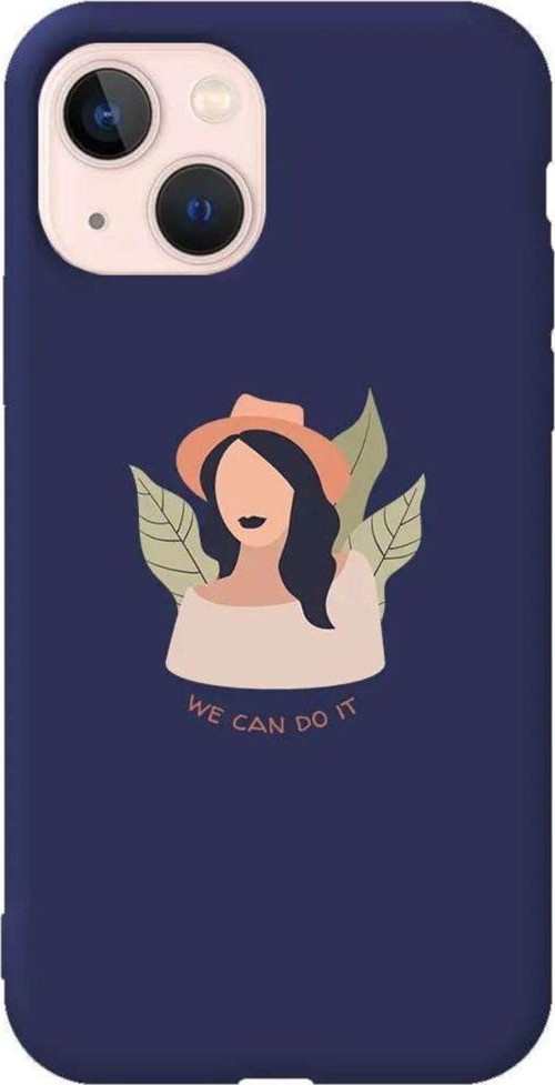 İphone 14 Plus Lacivert Renkli Silikon Telefon Kılıfı - Girl Can