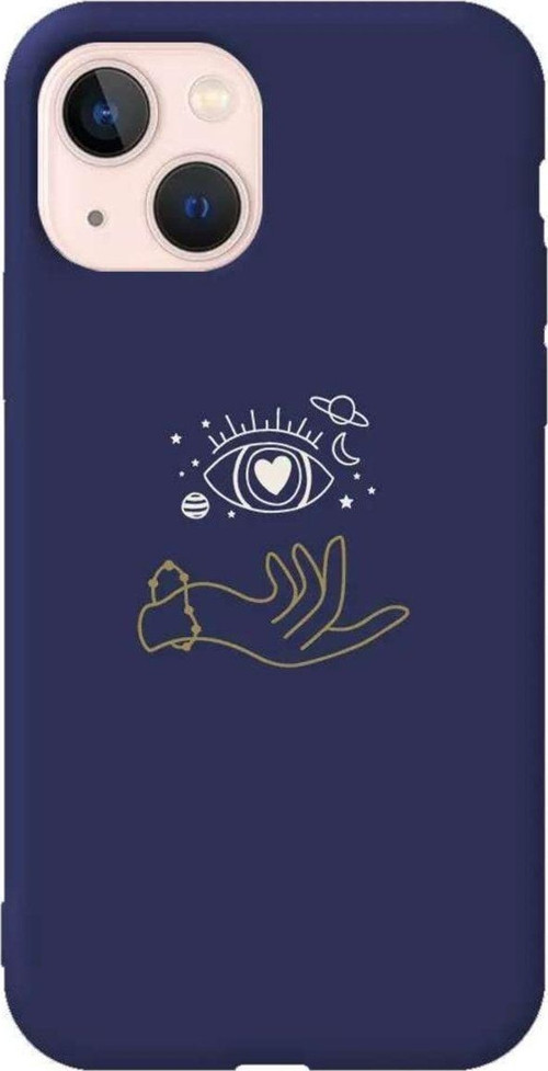 İphone 14 Plus Lacivert Renkli Silikon Telefon Kılıfı - Hand Soul