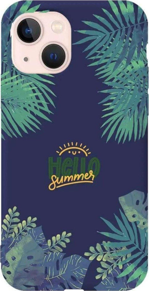 İphone 14 Plus Lacivert Renkli Silikon Telefon Kılıfı - Hello Summer