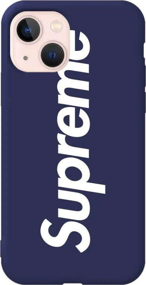İphone 14 Plus Lacivert Renkli Silikon Telefon Kılıfı - Supreme