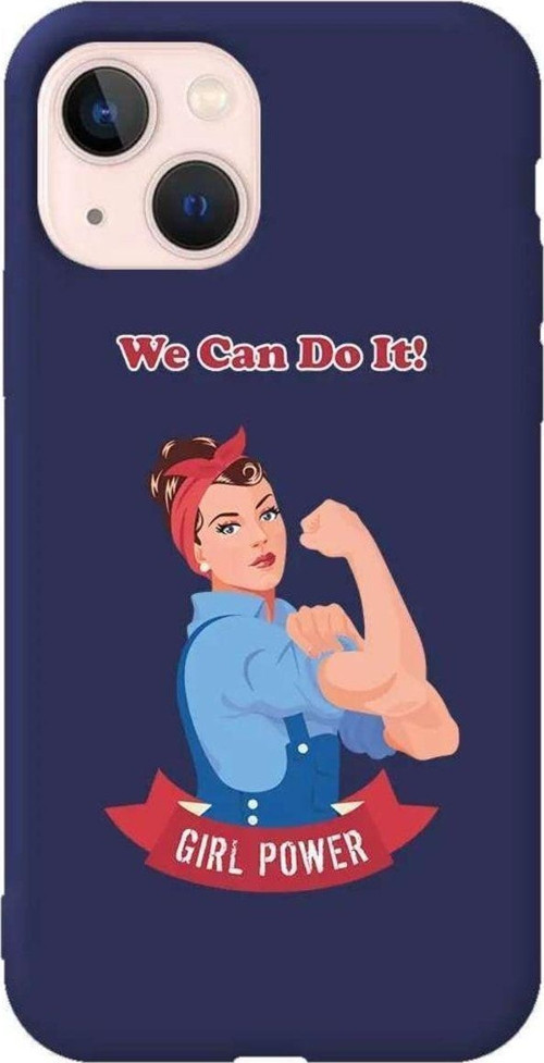 İphone 14 Plus Lacivert Renkli Silikon Telefon Kılıfı - We Can Do It!