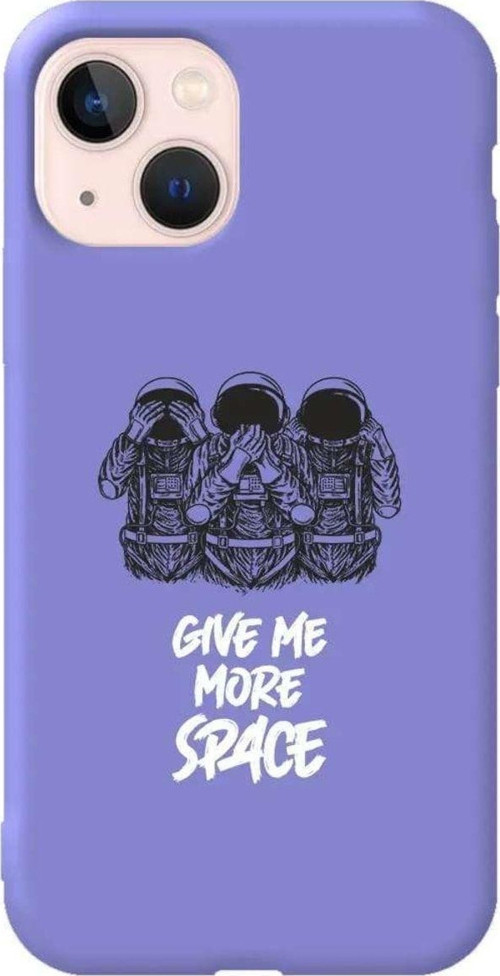 İphone 14 Plus Lila Renkli Silikon Telefon Kılıfı - 3 Maymun