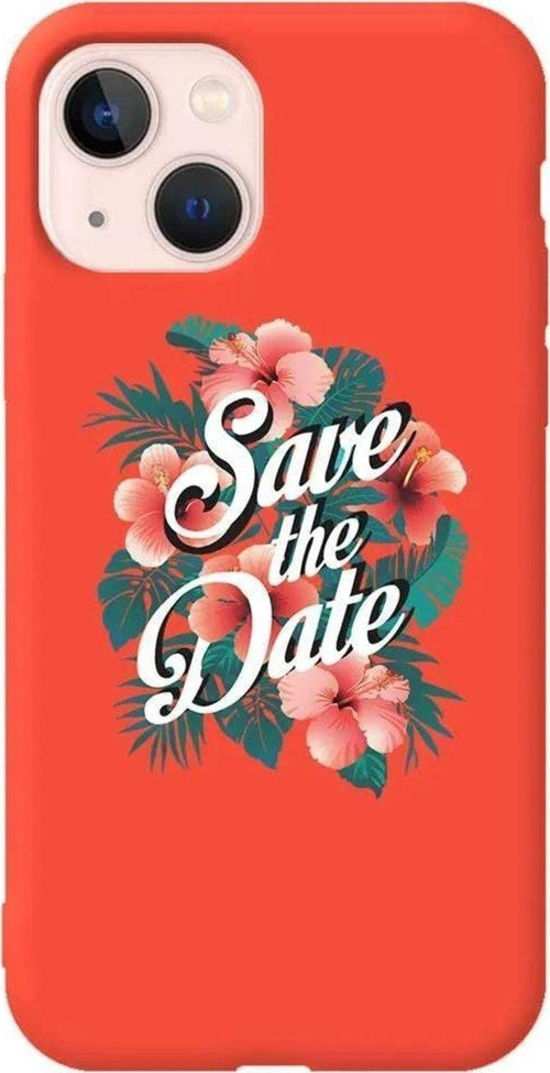 iPhone 13 Turuncu Renkli Silikon Telefon Kılıfı - Save The Date
