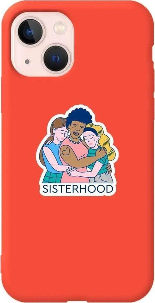 iPhone 13 Turuncu Renkli Silikon Telefon Kılıfı - Sisterhood