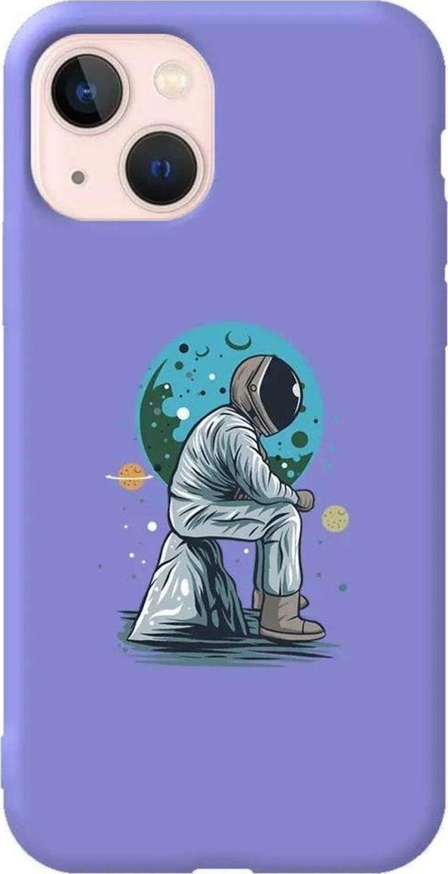 İphone 14 Plus Lila Renkli Silikon Telefon Kılıfı - Forever Alone
