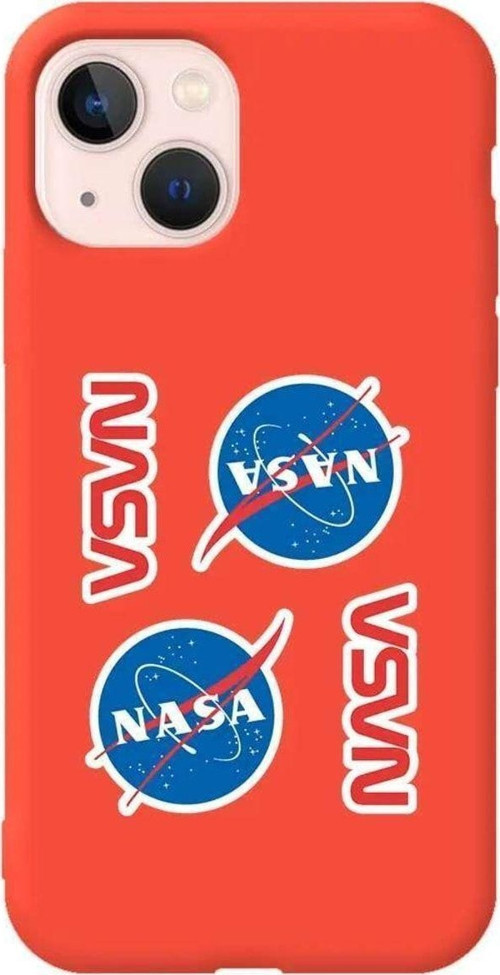 iPhone 13 Turuncu Renkli Silikon Telefon Kılıfı - Space Station