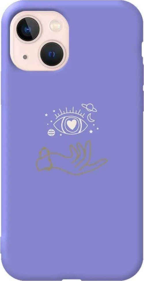 İphone 14 Plus Lila Renkli Silikon Telefon Kılıfı - Hand Soul