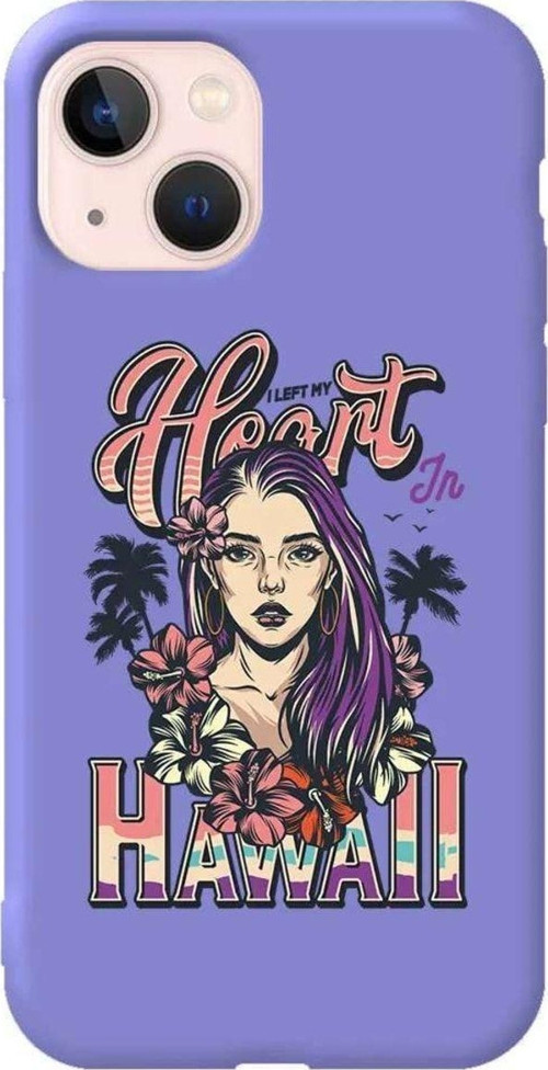 İphone 14 Plus Lila Renkli Silikon Telefon Kılıfı - Hawai