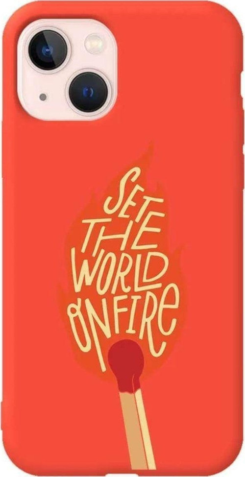 iPhone 13 Turuncu Renkli Silikon Telefon Kılıfı - World On Fire