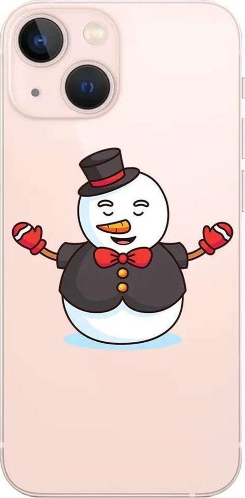 iPhone 13 Uyumlu Seffaf Telefon Kılıfı - Snowman In Suit