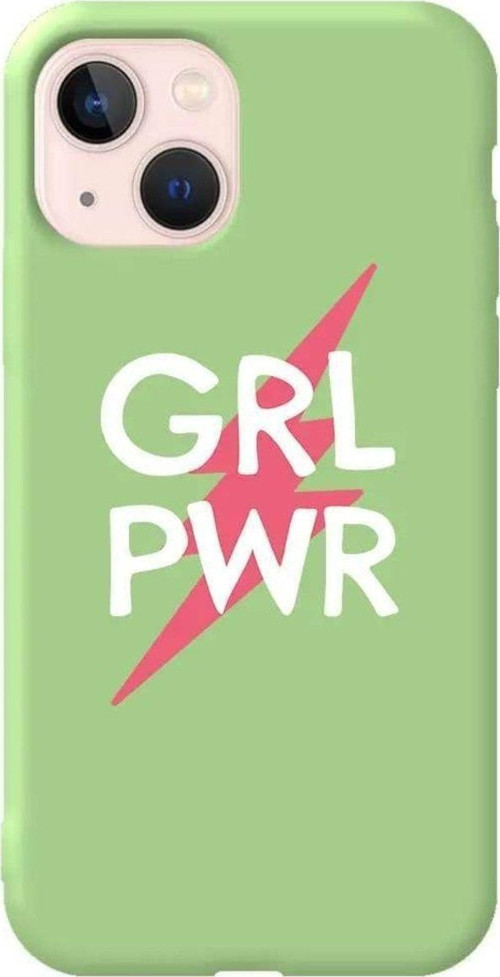 İphone 14 Açik Yesil Renkli Silikon Telefon Kılıfı - Grrl Pwr