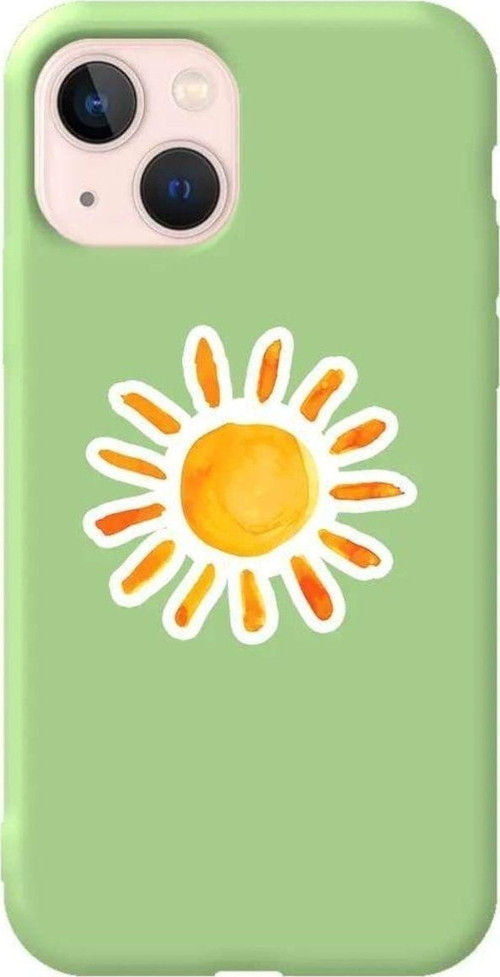 İphone 14 Açik Yesil Renkli Silikon Telefon Kılıfı - Günes