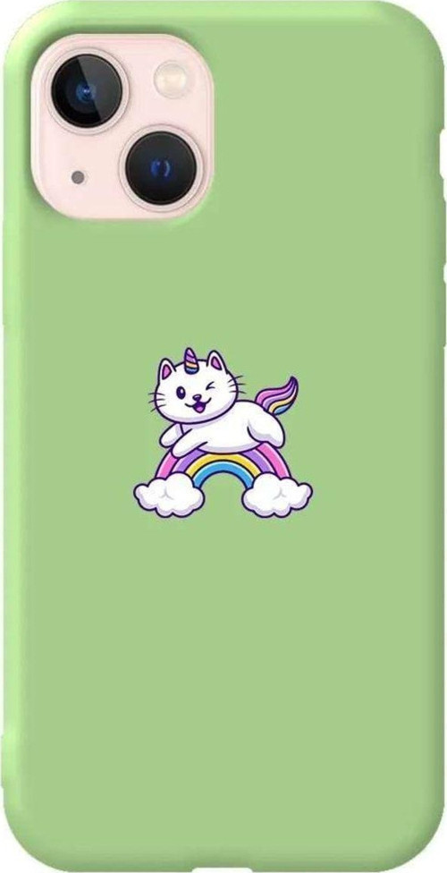 İphone 14 Açik Yesil Renkli Silikon Telefon Kılıfı - Caticorn