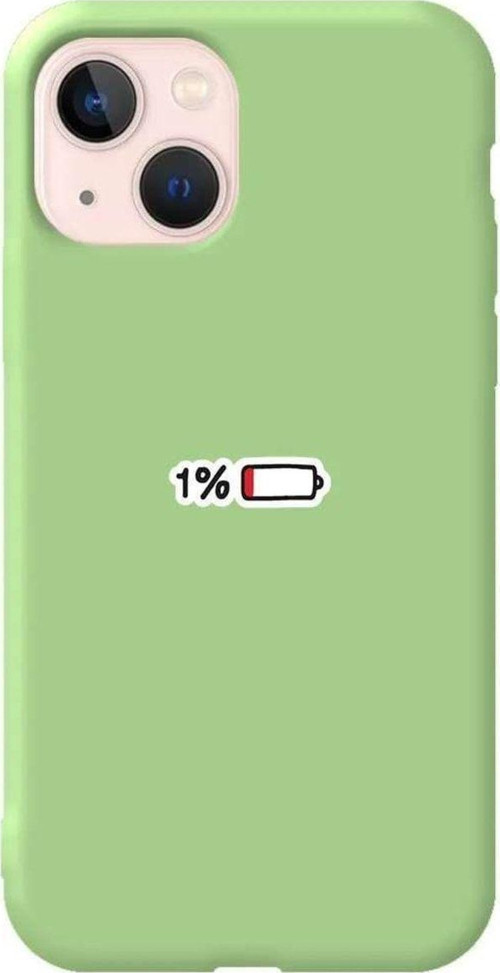 İphone 14 Açik Yesil Renkli Silikon Telefon Kılıfı - Low Charge