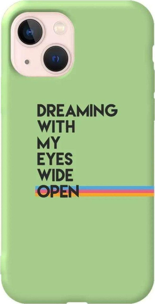İphone 14 Açik Yesil Renkli Silikon Telefon Kılıfı - Dreaming