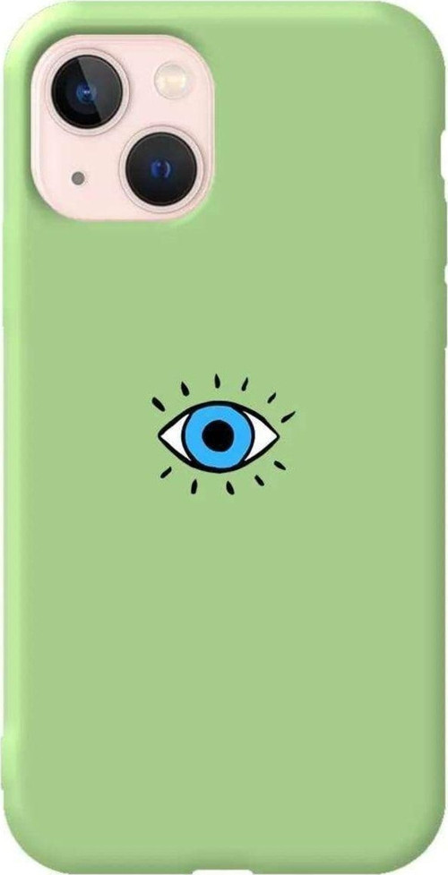İphone 14 Açik Yesil Renkli Silikon Telefon Kılıfı - One Eye