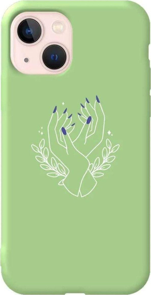 İphone 14 Açik Yesil Renkli Silikon Telefon Kılıfı - Eller 2